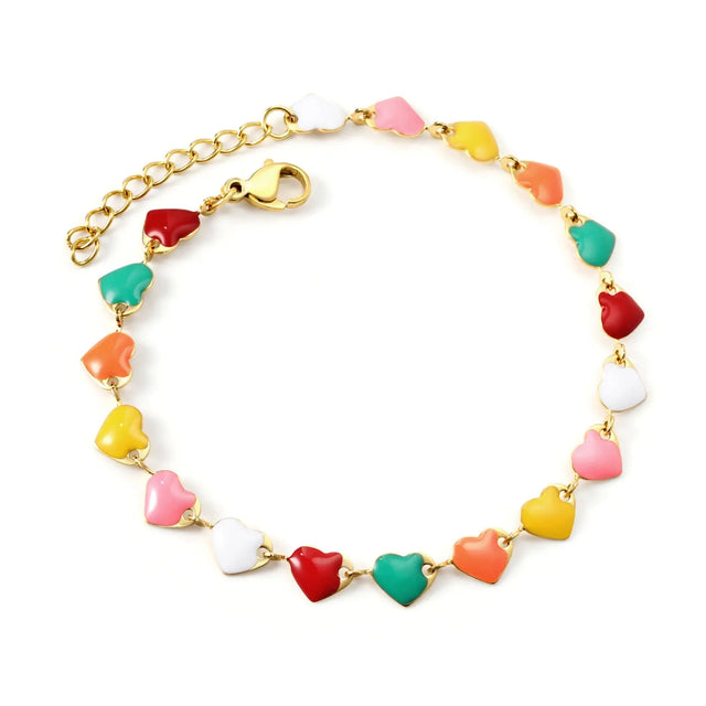 Enamel heart bracelet