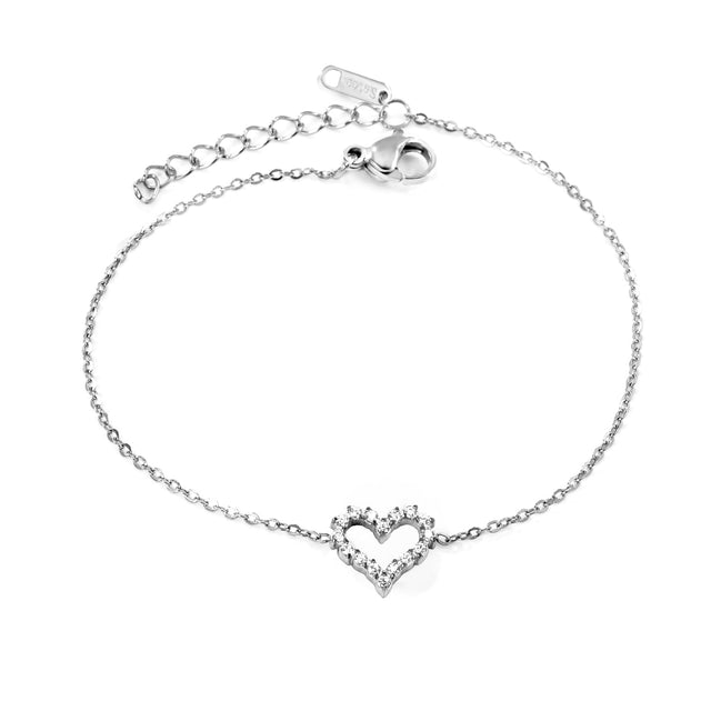Open heart stone bracelet