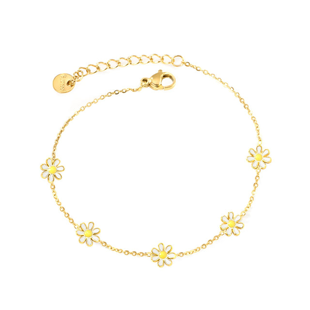 White enamel petal bracelet