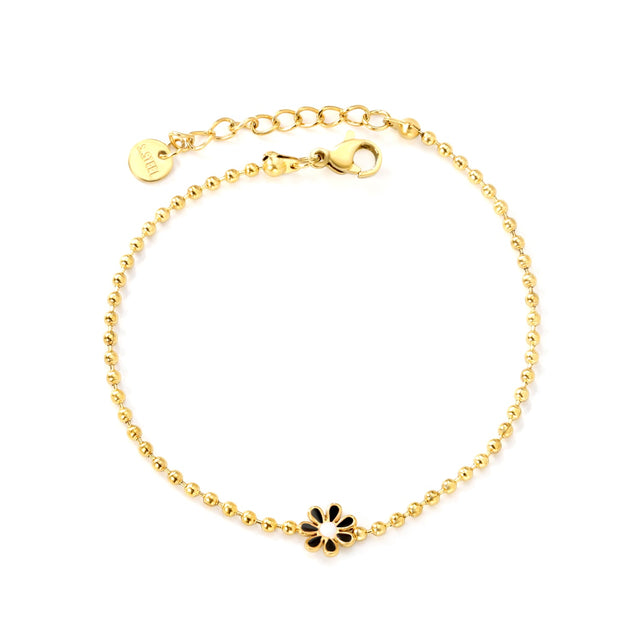 Black enamel petal bracelet
